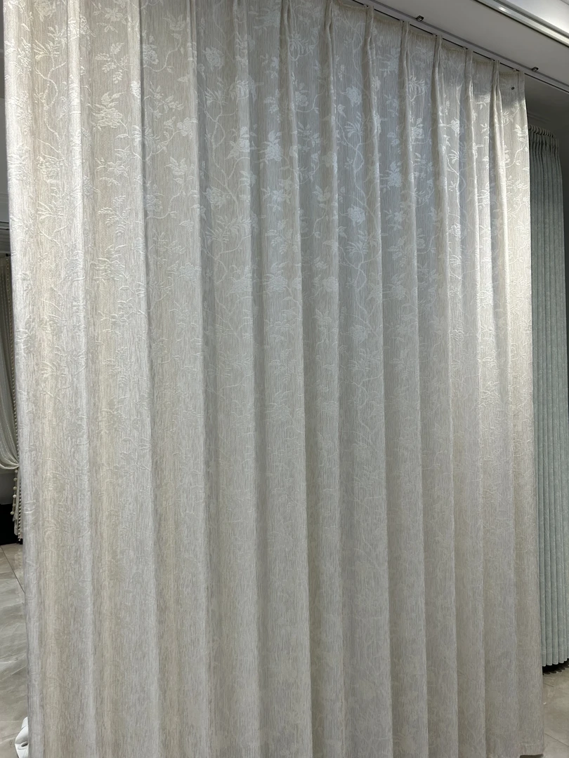 煜宁 高端窗纱法式浮雕色织提花纱帘客厅阳台餐厅（奶茶灰）