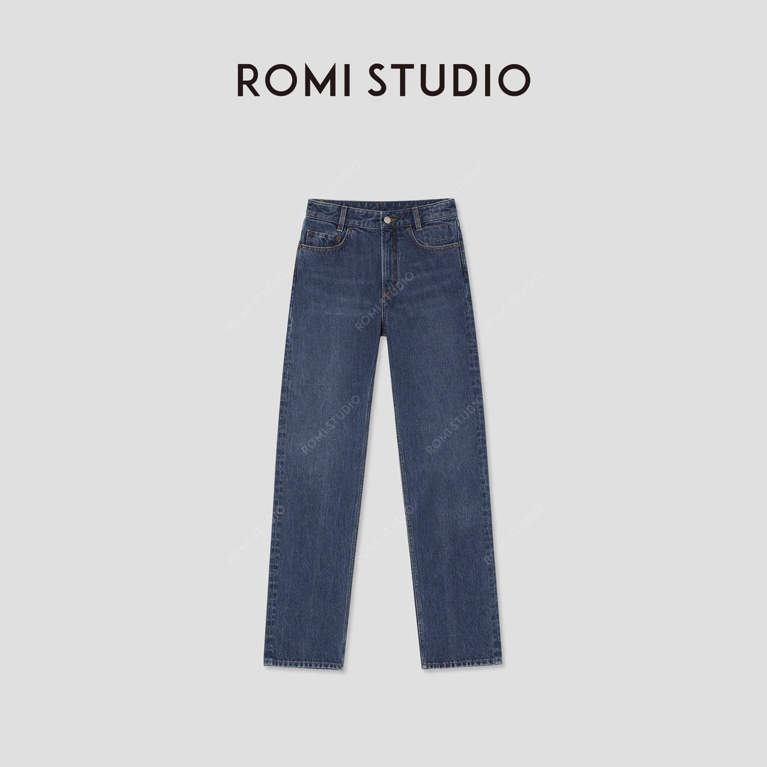 ROMI STUDIO“美式复古”100%棉洗水做旧YKK修身牛仔裤 RWBWXD1522