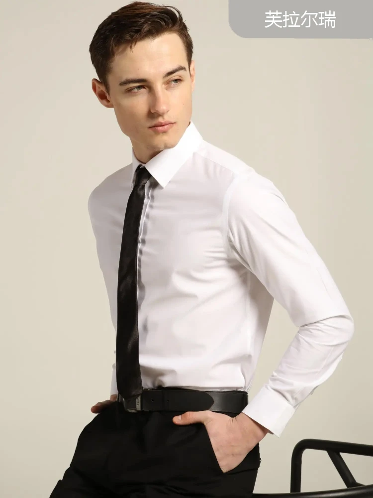 芙拉尔瑞100棉成衣免烫男士修身白衬衫0026