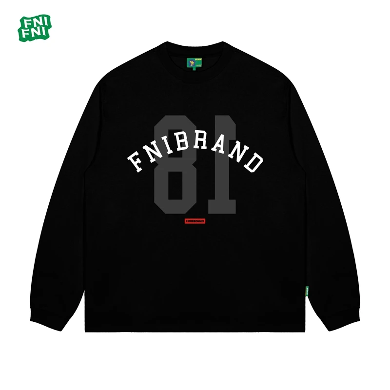 FNI绿标（18数字AB面）重磅纯棉长袖男女款美式t恤复古秋冬新款胶浆