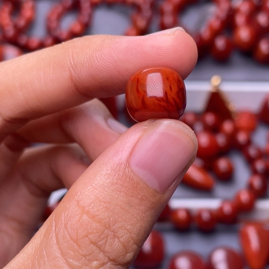 别***提南红玛瑙未镶嵌其他精品）12mm瓦西柿子满肉火焰老型单珠