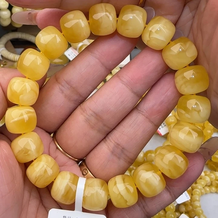 手链蜜蜡未镶嵌白花老型手串