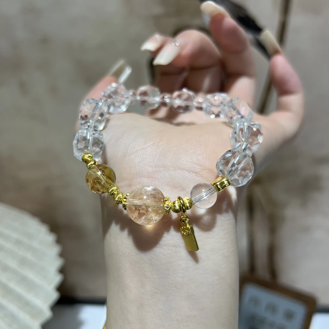 【月月家】F039天然水晶 原创刻面白水晶手串10-11mm多样性发其一