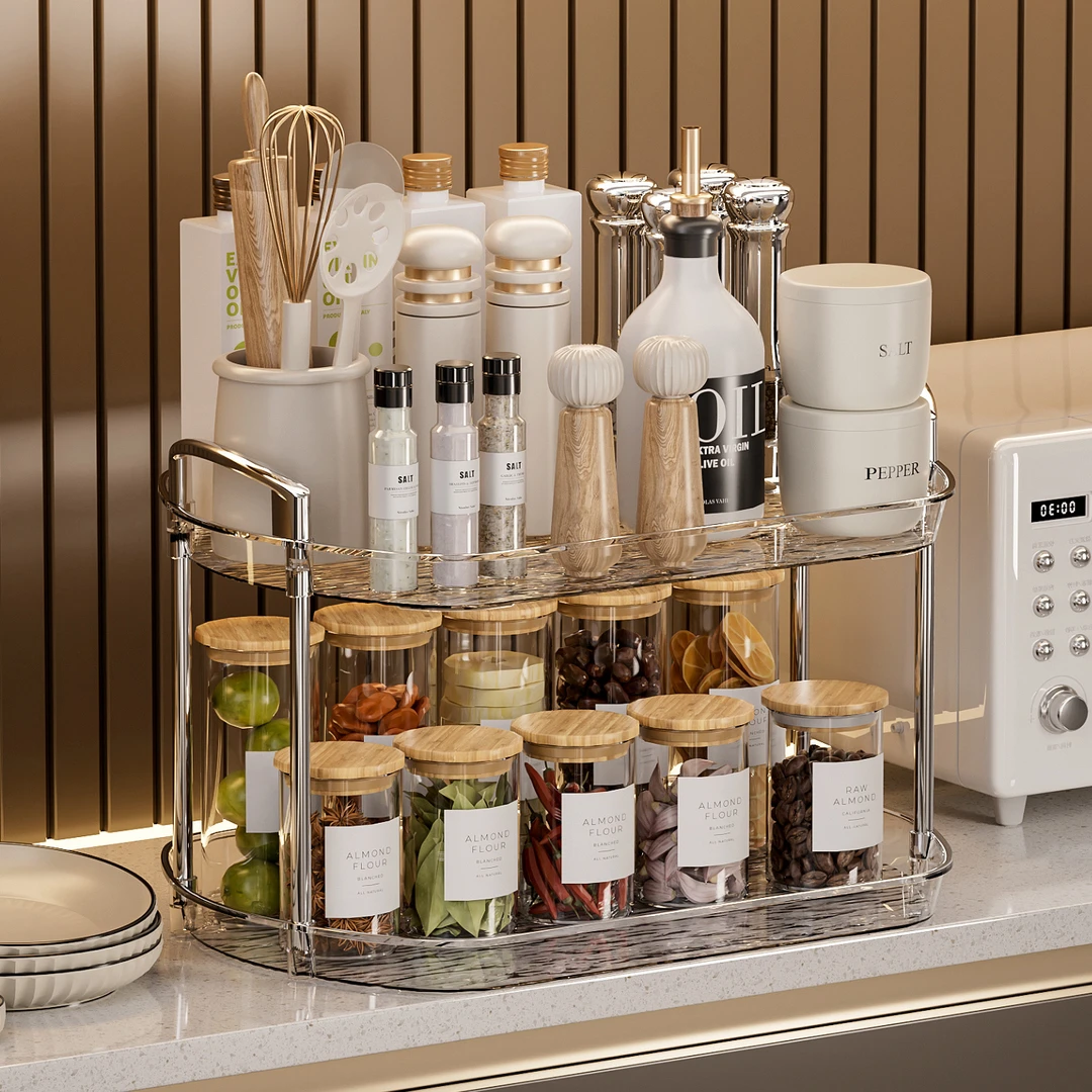 轻奢双层杯架家用客厅托盘新款水杯置物架厨房收纳架化妆品收纳