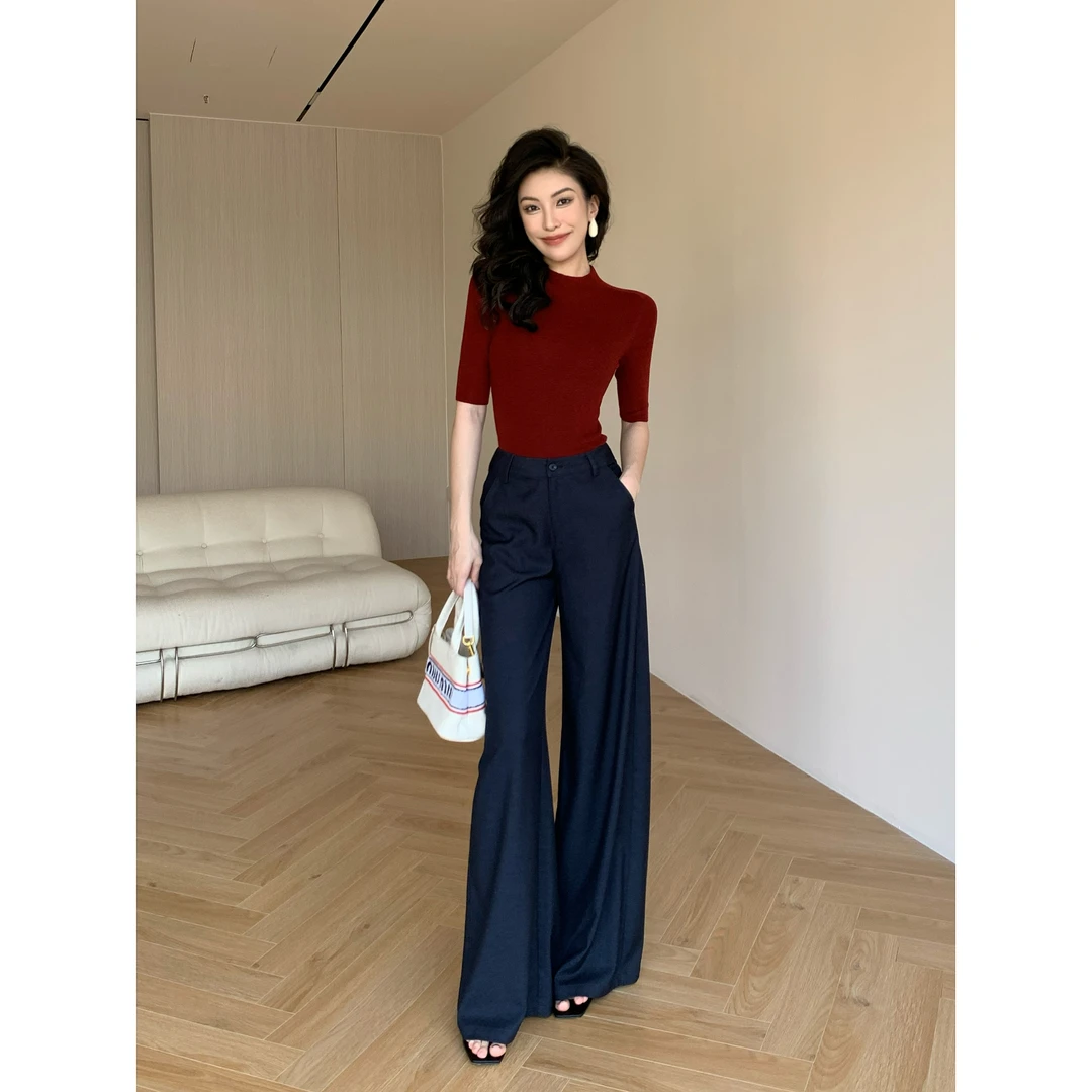 JIJINQI显瘦高腰时尚百搭直筒夏季新款垂感宽松休闲裤JC12KZHM200