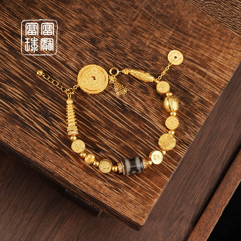 【平步青云】富富珠宝 玛瑙18k金时尚手链（天然珠宝多样性发）