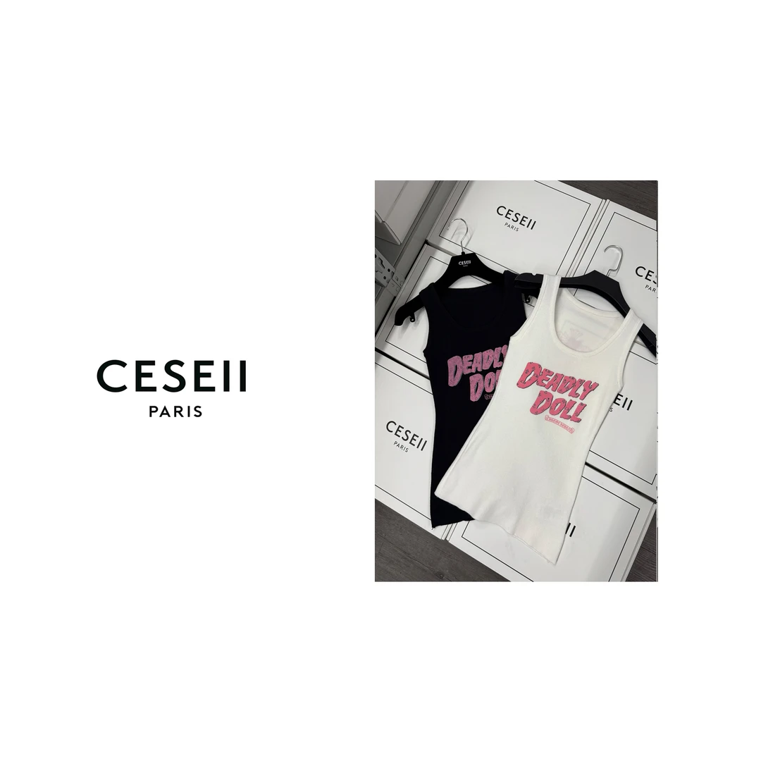 【25XJ523】2025春夏高版不扎肉高弹百搭时尚印花工艺针织背心