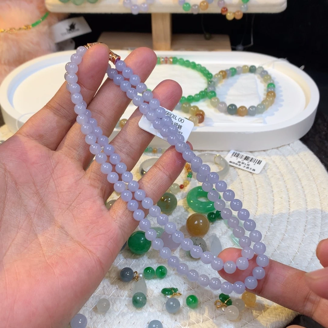 翡翠散珠紫珠项链
