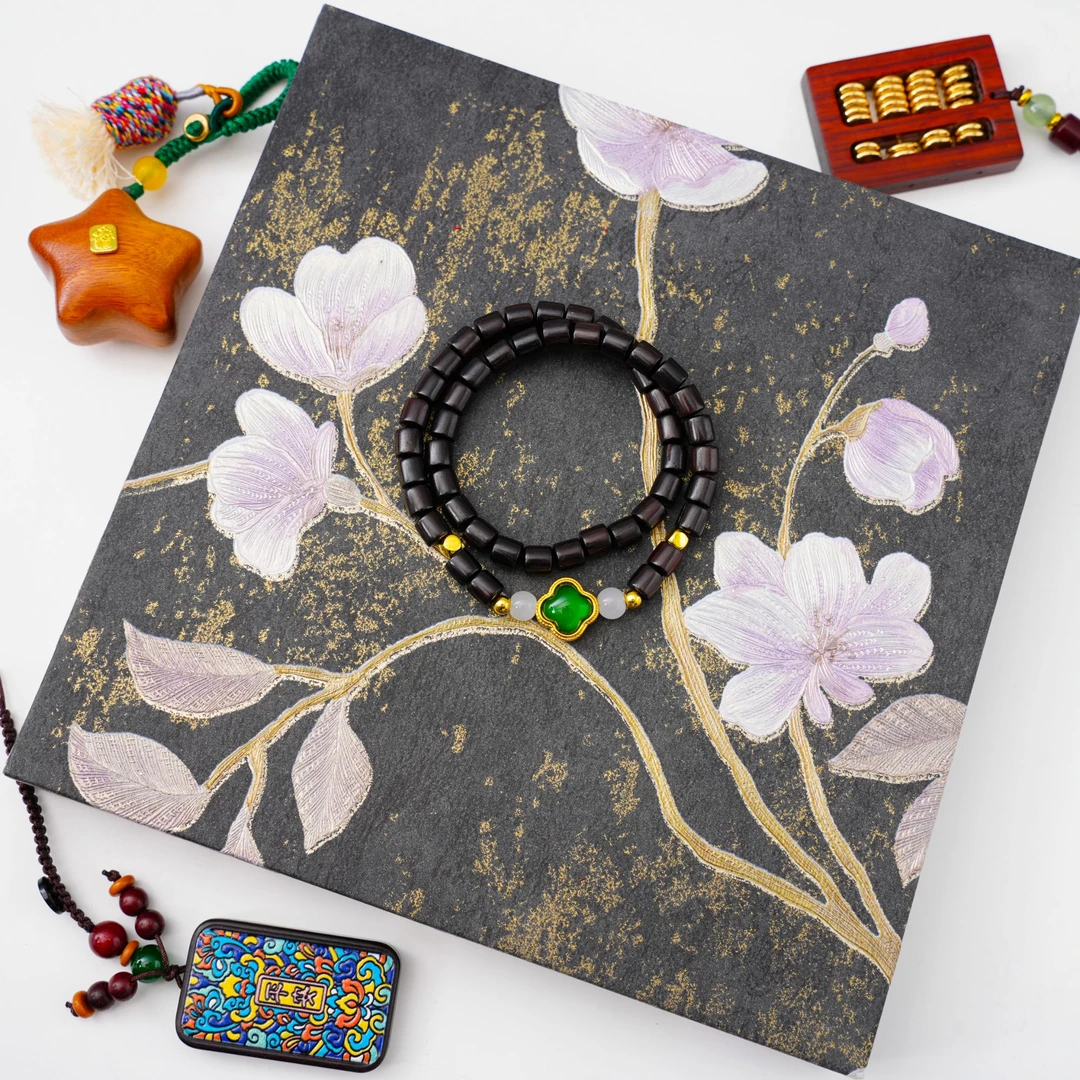 MX117小叶紫檀桶珠四叶草0.6