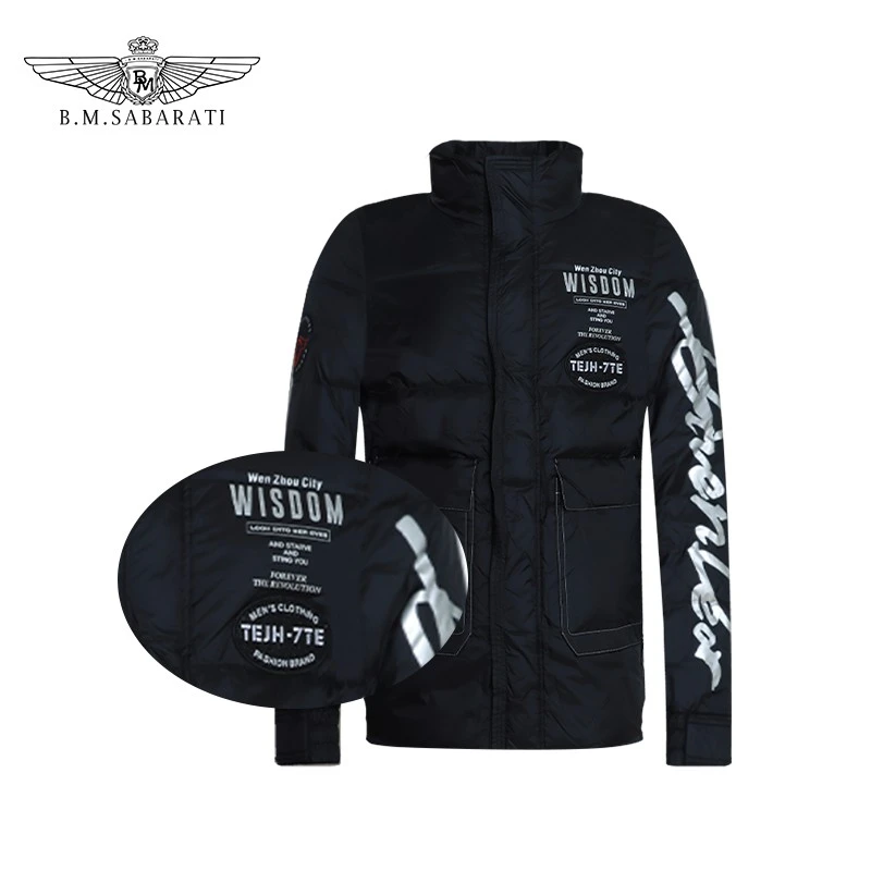 B.M.SABARATI 特价亮面中长款夹克男士青年冬 潮牌修身外套Q