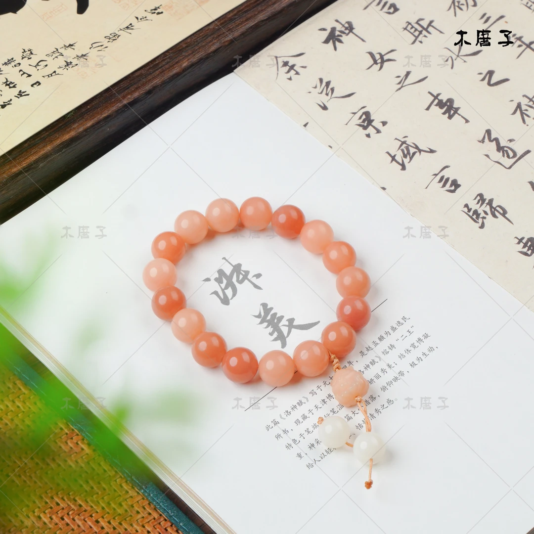 【木唐子】天然粉菩提大圆珠FJ吊坠单圈手串