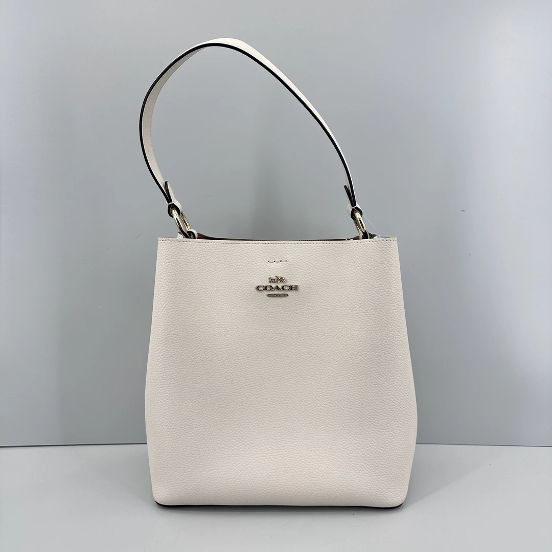 95新 COACH/蔻驰 town白色大水桶包24*26*12cmM021104