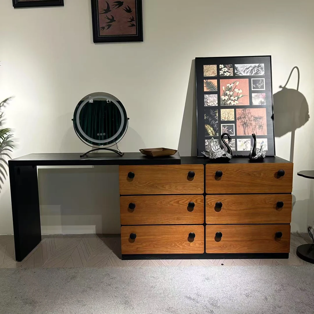 【枫叶妆台】中古风实木多功能可调妆台卧室储物装饰柜