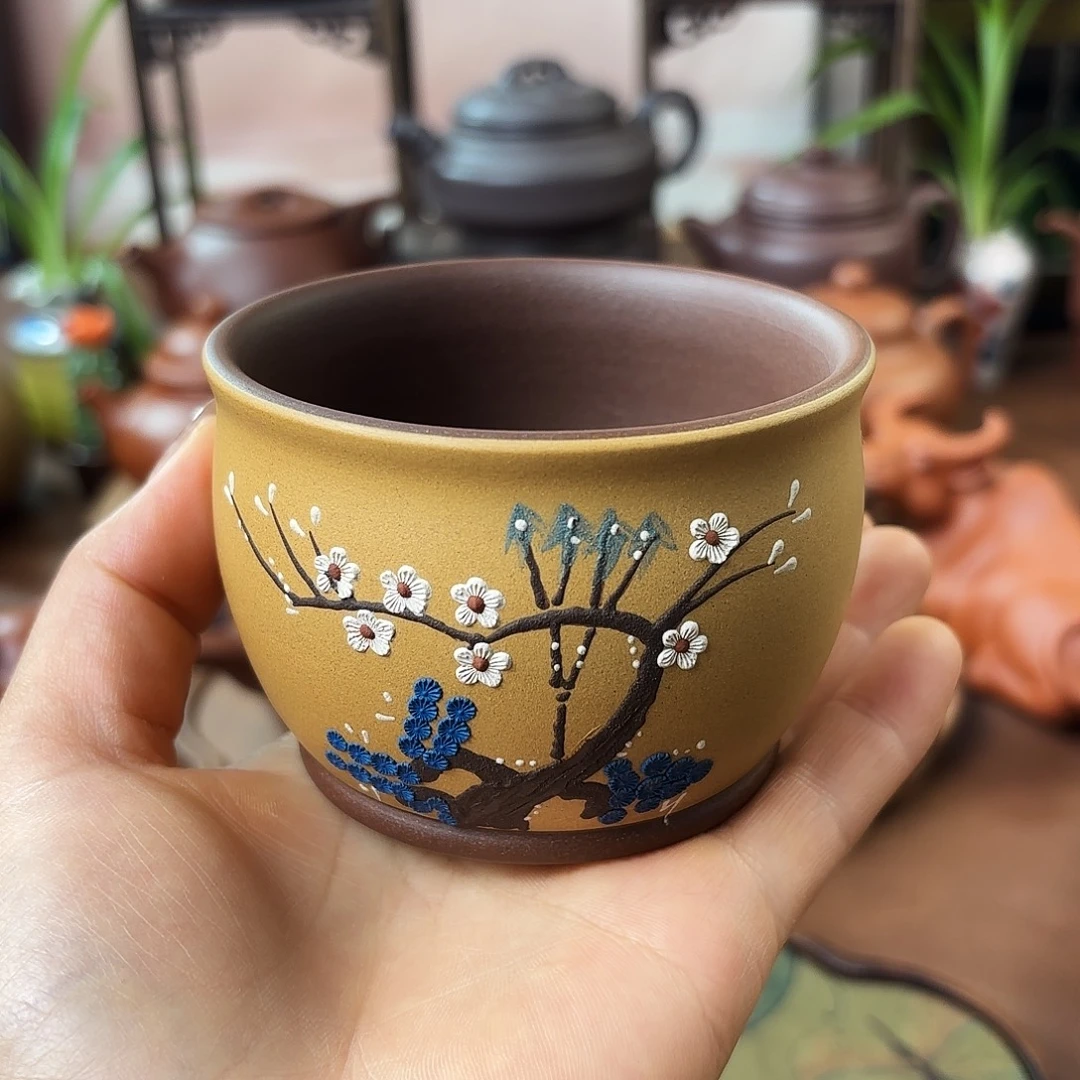 紫砂茶壶主人杯紫泥150cc