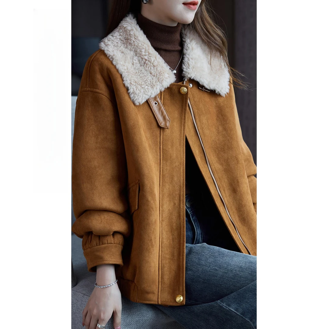 高端气质新款秋冬设计感羊毛外套海宁颗粒绒保暖皮草显瘦加厚百搭
