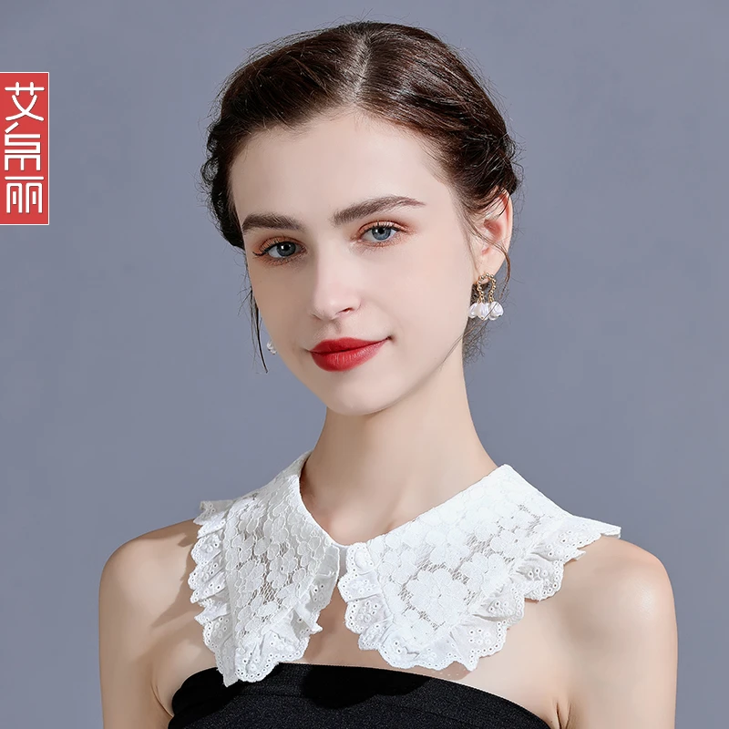 蕾丝韩版百搭装饰领衬衣假领子女后领中扣单独假衣领衬四季用单领