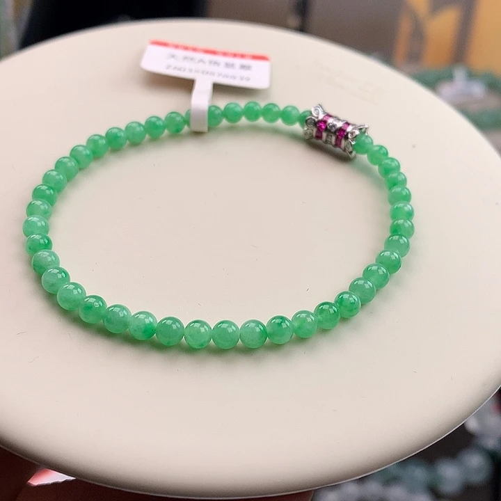 翡翠合金手链果绿