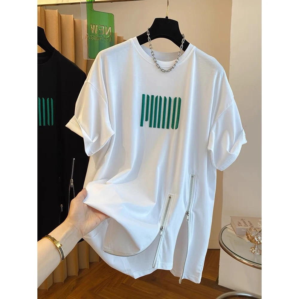 大码胖mm2025新款女装字母印花短袖T恤女夏季宽松减龄显瘦上