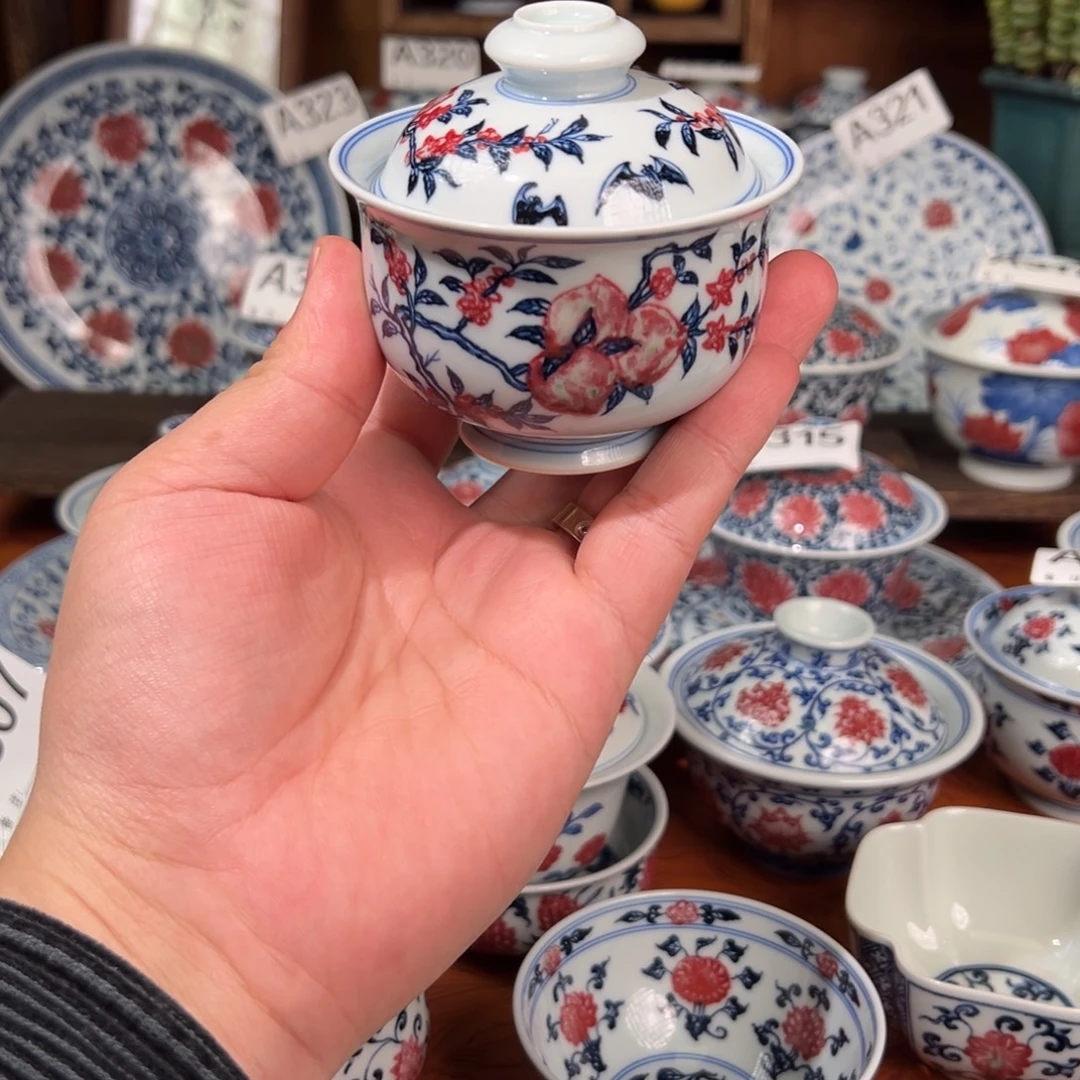 景德镇高温原矿釉里红手绘