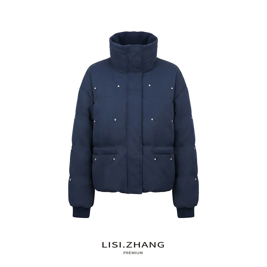 LISI.ZHANG--【立领镶钻羽绒服】面包版型宽松立领短款嵌钻羽绒服