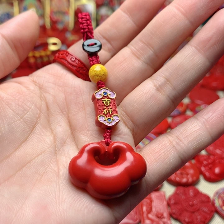 天然辰砂工艺品朱砂钥匙扣