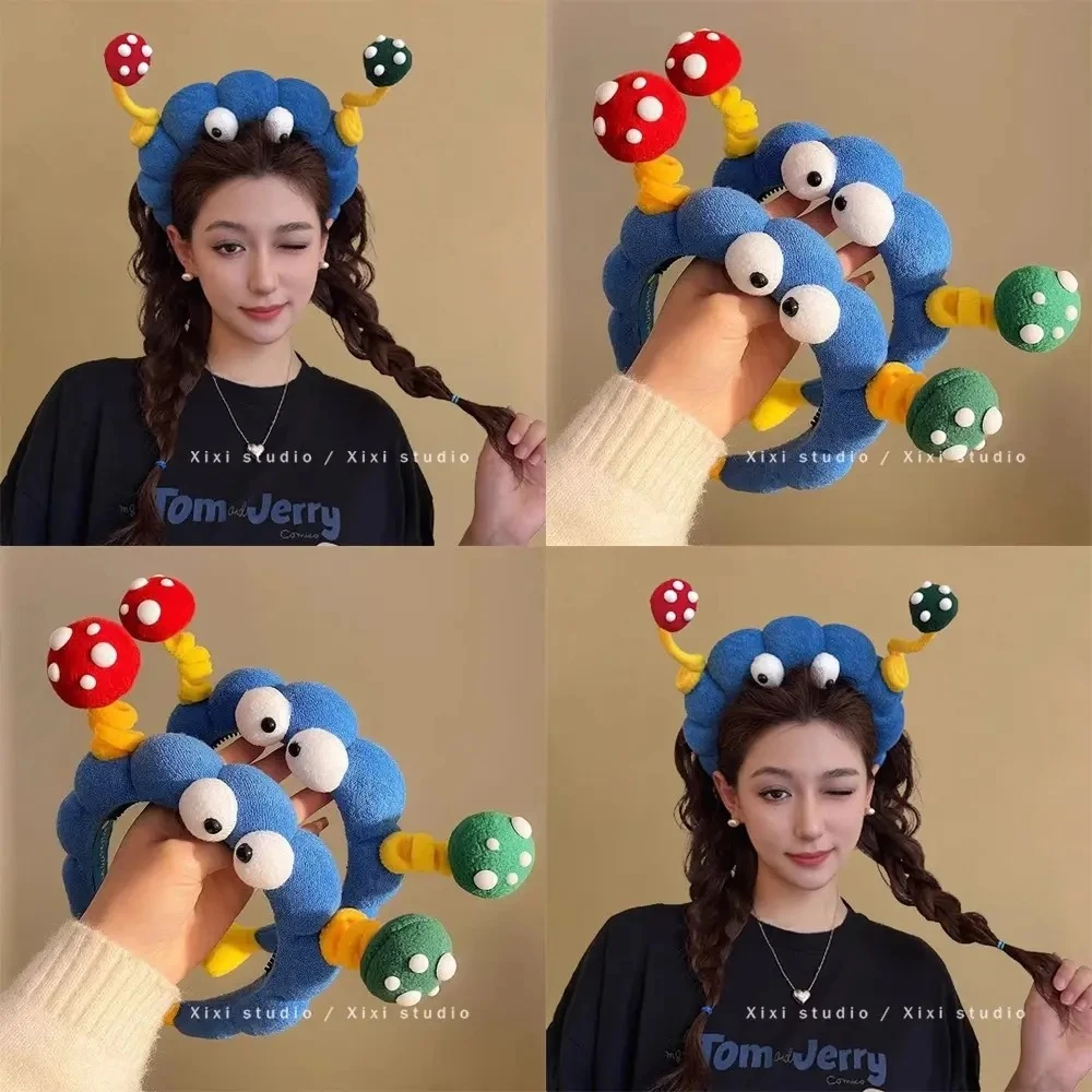 装下可爱！可爱毛绒大眼仔发箍！高颅顶趣味压发发卡女发捆盘发器