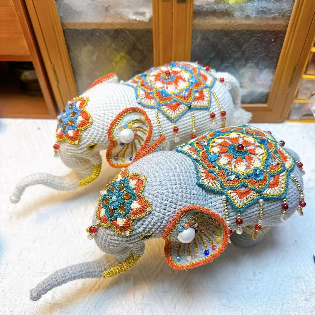 【南三暖手作】太平有象毛线玩偶成品摆件定制玄关办公桌客厅摆件