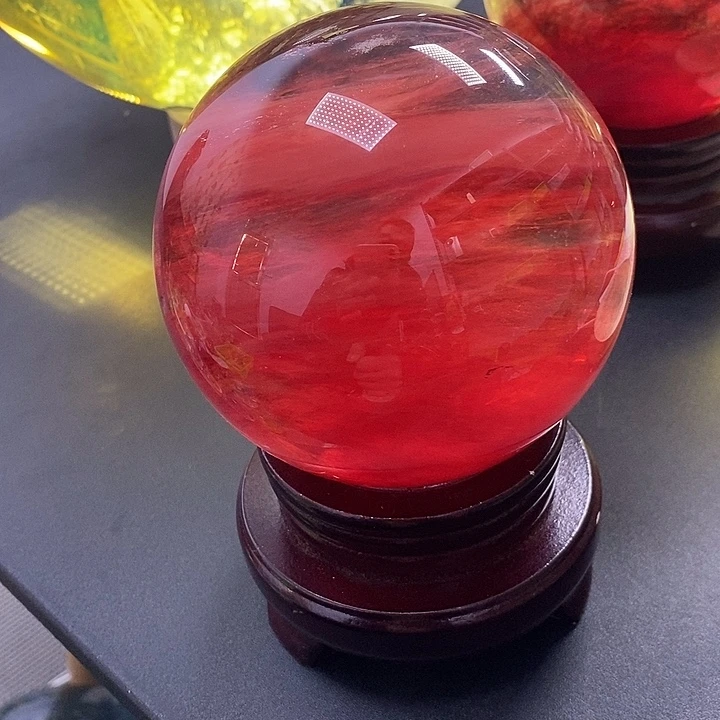 虹***⁷石材10.5厘米红水摆件