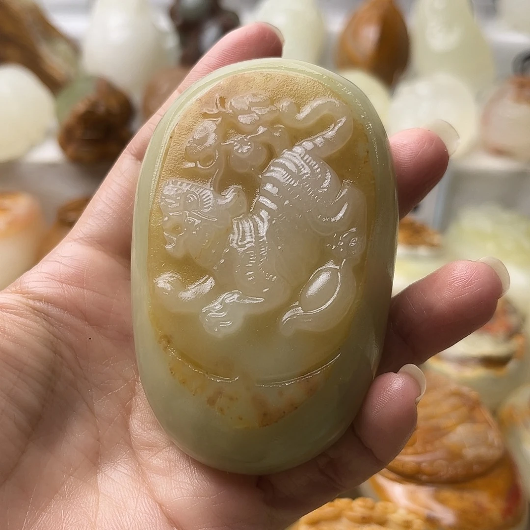 石材方解石手把摆件不退换虎