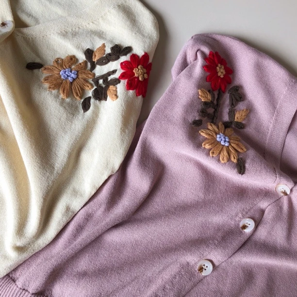 女童手工绣花针织开衫  21X033