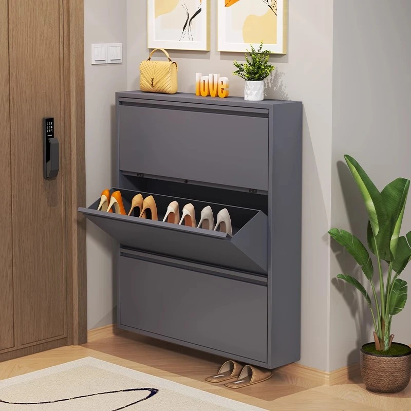 钢制新款爆款翻斗式鞋柜超薄入户门口走廊现代简约家用隐形收纳柜