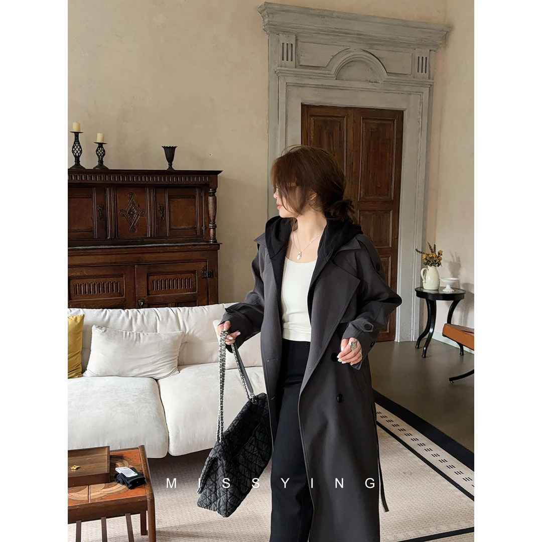 应小姐【秋日摩洛哥】微胖大码春秋气质风宽松显瘦设计长款风衣外套