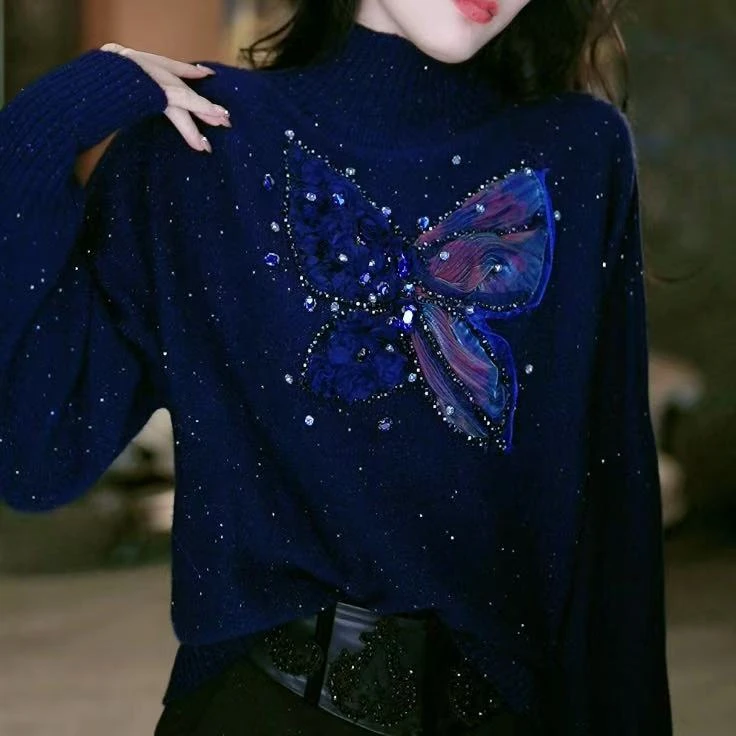 SEJI/瑟纪11.30【魅影蝴蝶】法式重工气质时尚百搭上衣