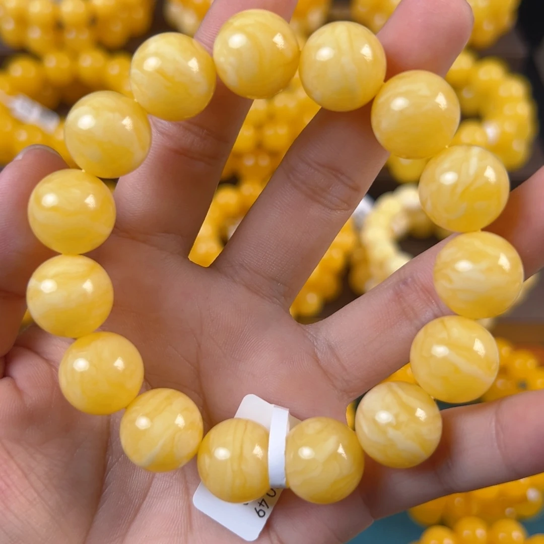 琥珀未镶嵌手串30.49g焦皮虎皮纹15mm ff