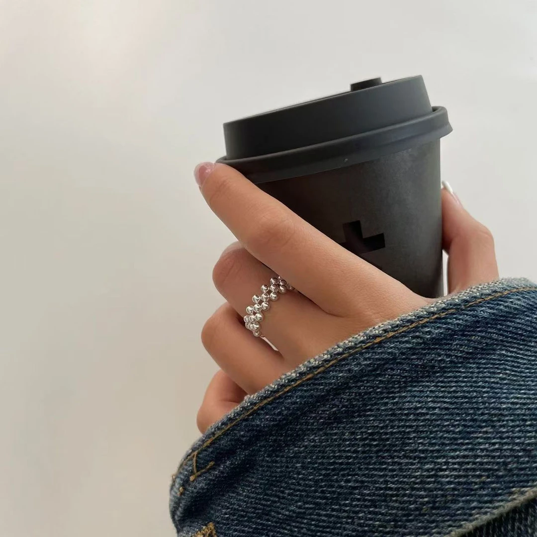 925银戒指 新款气质休闲轻奢简约珠珠戒指SQJZ02