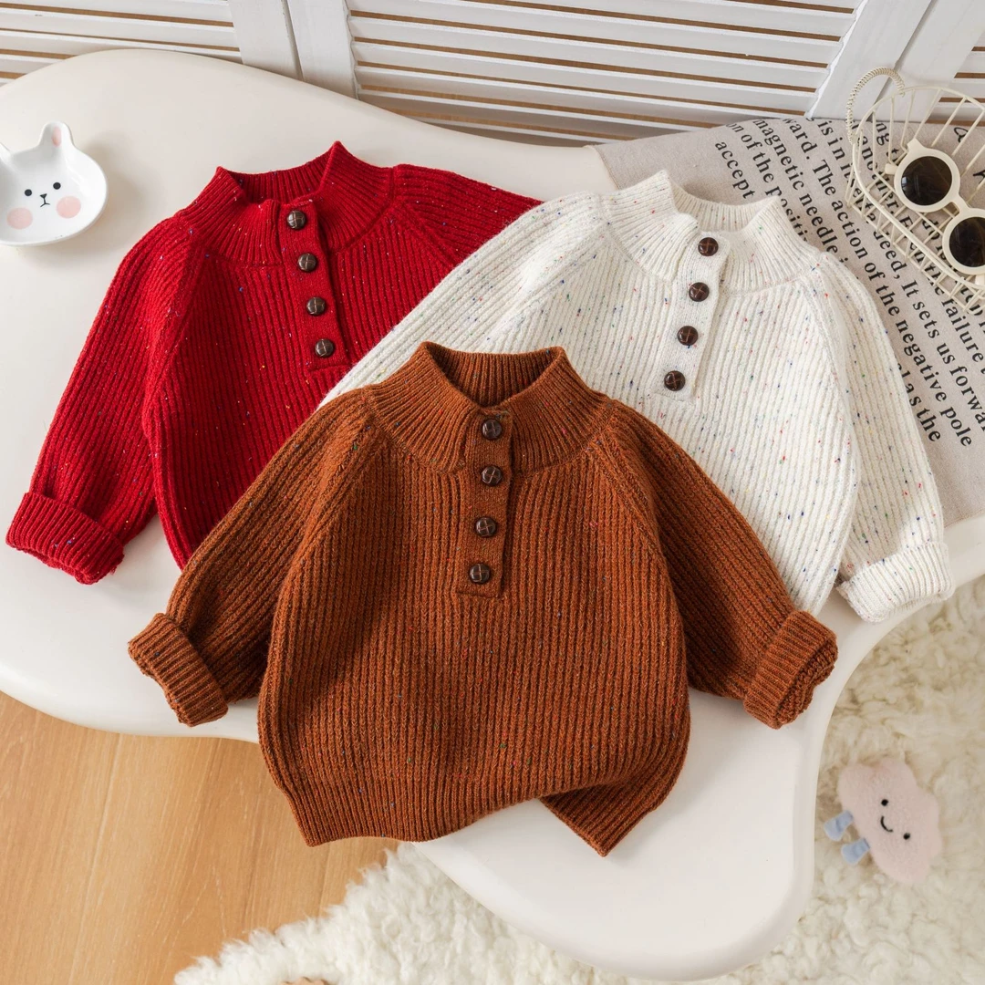 洋气宝宝毛衣针织衫套头秋冬季保暖儿童毛衣女童男童内搭中领小童