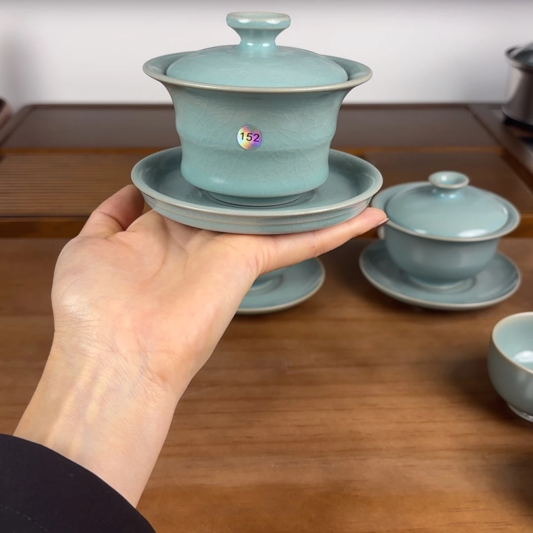 盖碗编号152仿古釉三才盖碗一级品