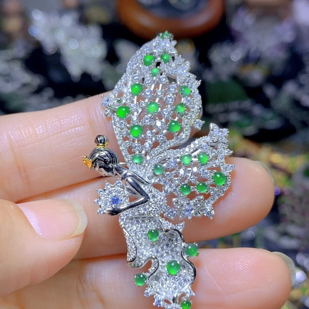 翡翠颈饰银S925镶嵌天然翡翠