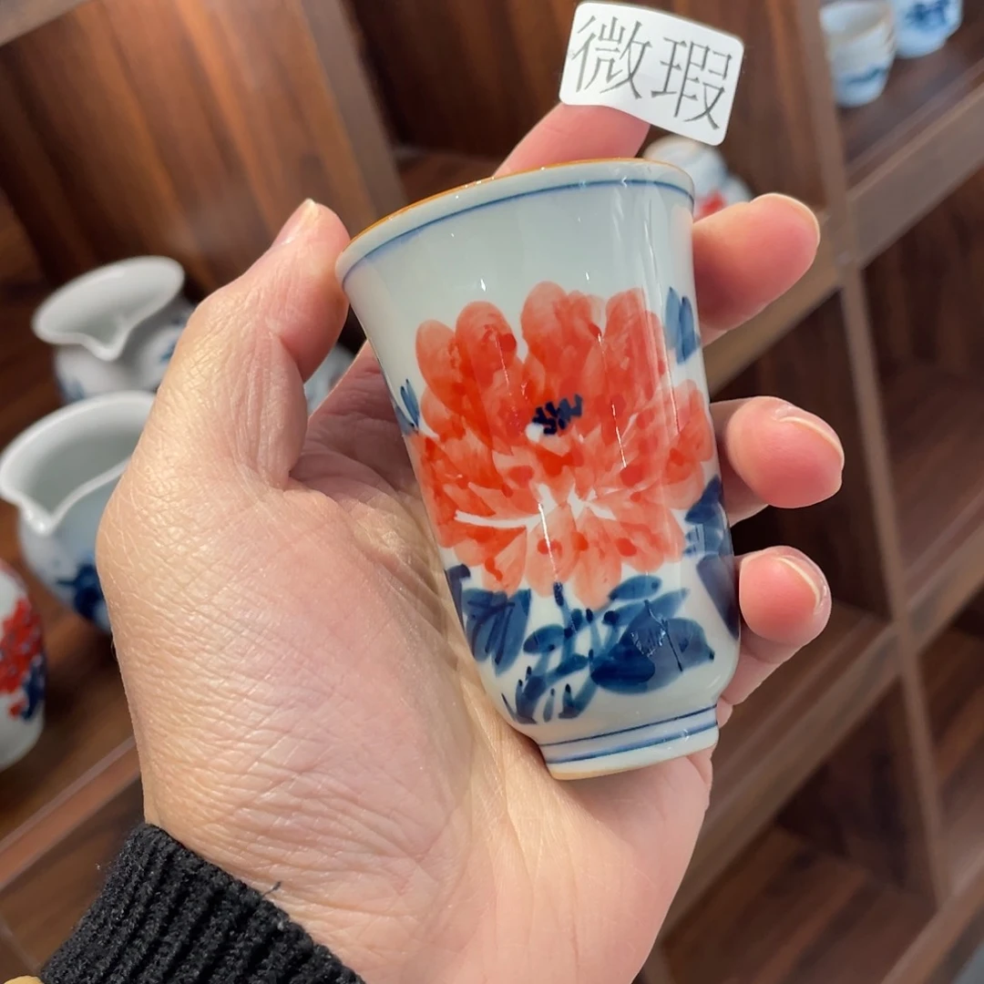 釉下手绘茶具微瑕