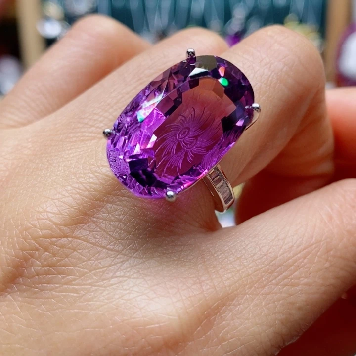 银S925镶嵌戒指水晶天然水晶戒指