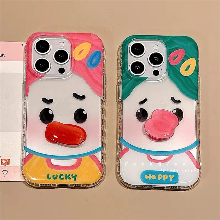 ins趣味嘟嘟香肠嘴女孩适用iPhone16pro手机壳15promax少女14pro