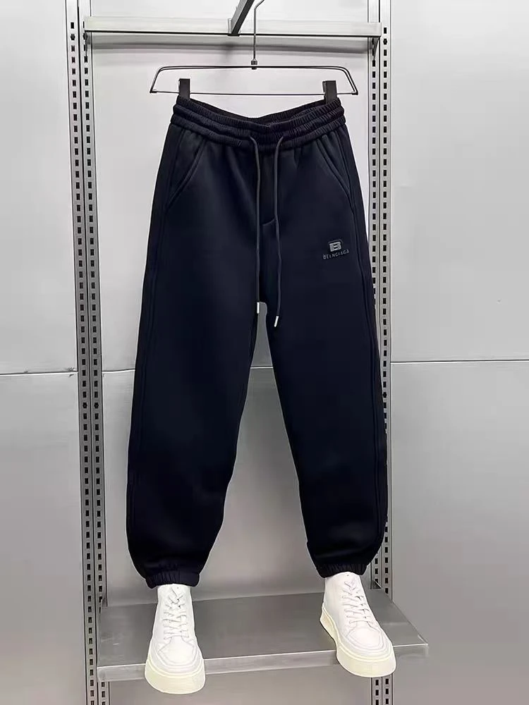 芭莎家1761加绒加厚男士冬季松紧腰卫裤