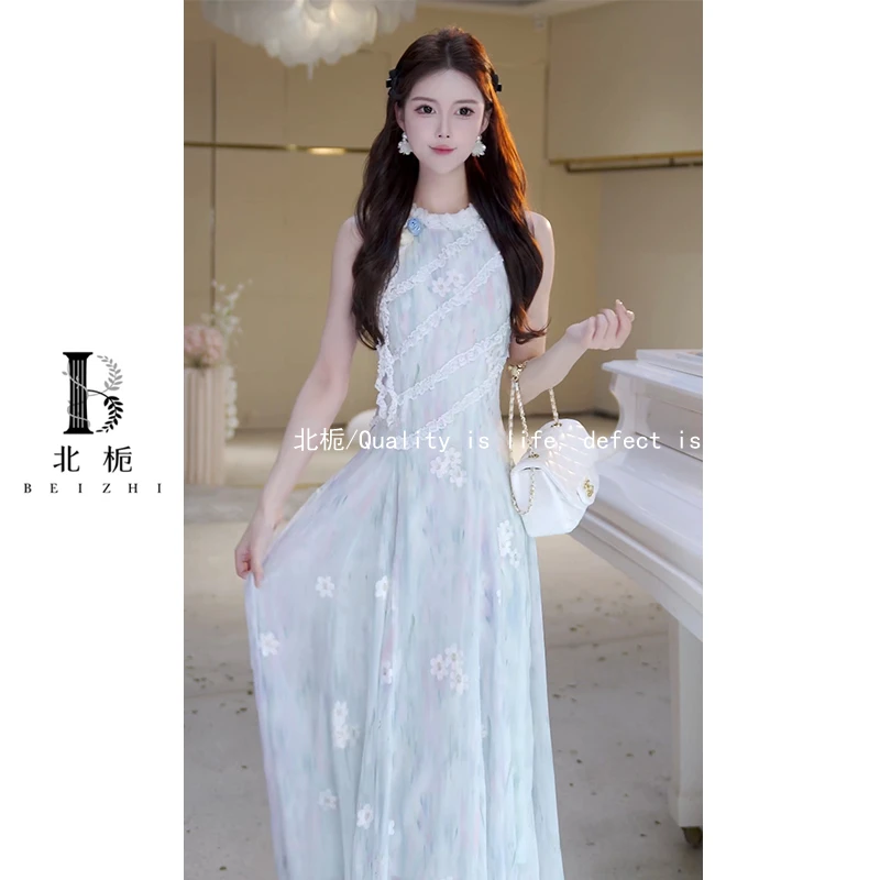 【海屿浮梦】法式立体花朵吊带连衣裙814559