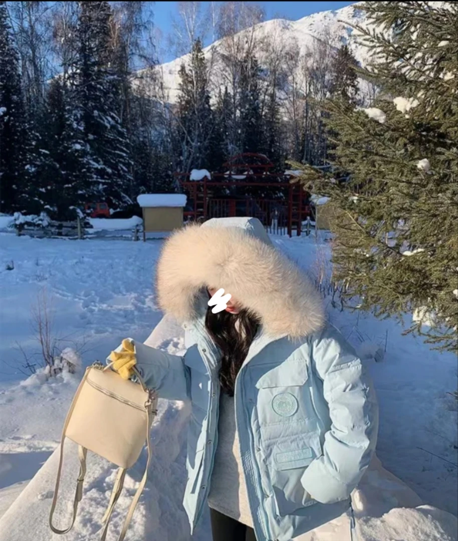 【现现】连帽大毛领棉服加厚保暖冬季棉服（459001）