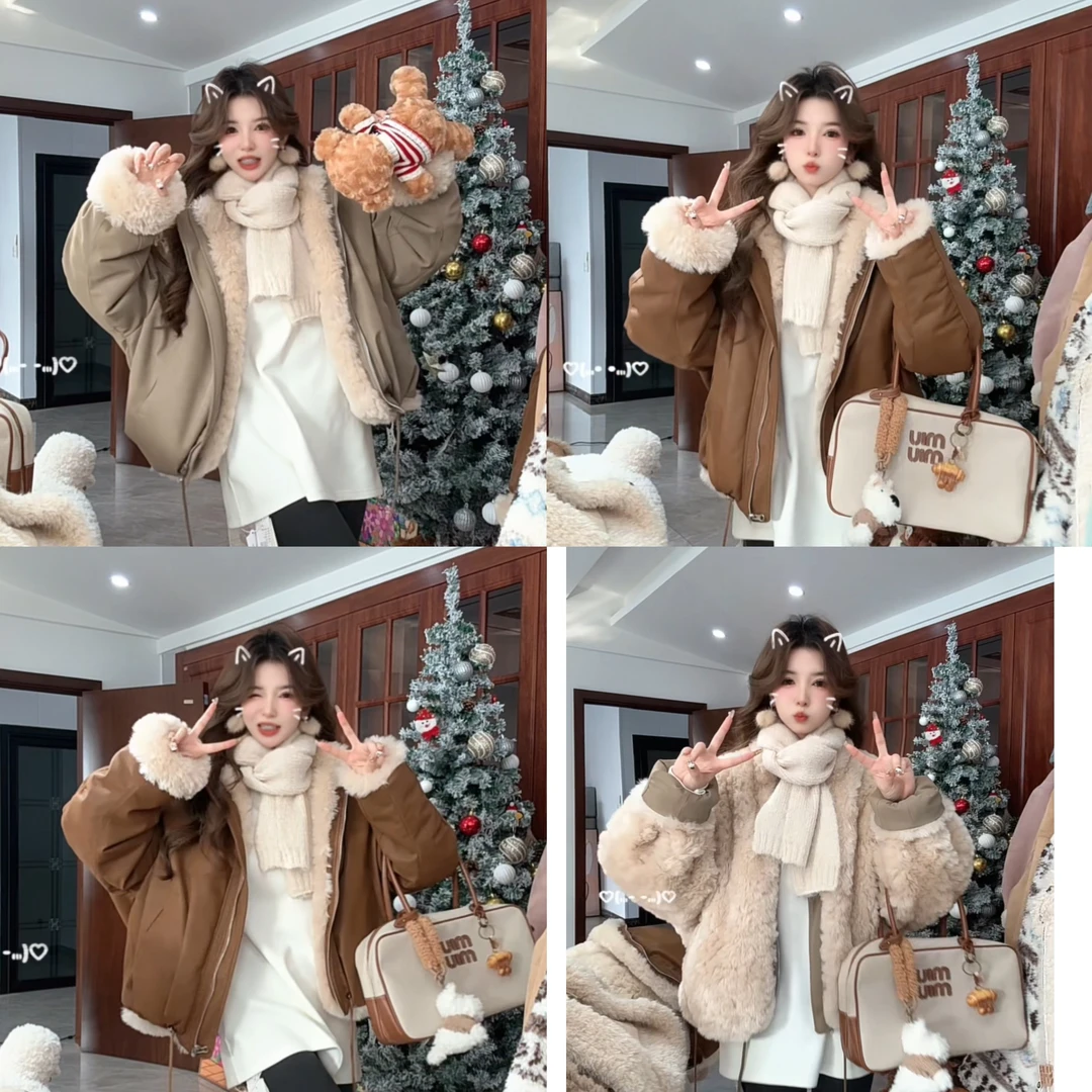 YBB「北岛日记」JJ051877双面穿派克服加厚毛毛外套女冬季新款