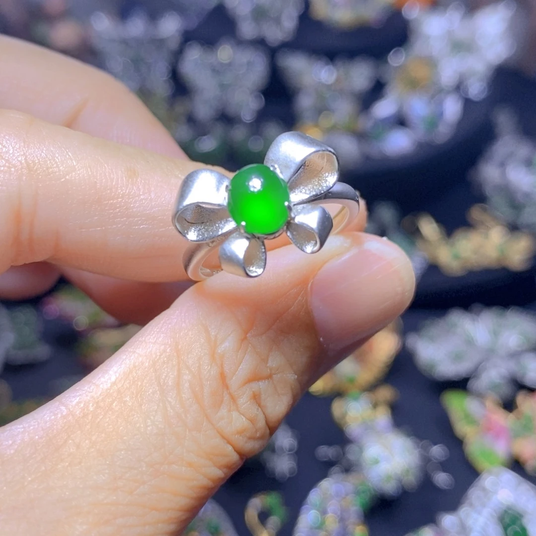 翡翠银S925镶嵌吊坠(不含链)天然翡翠