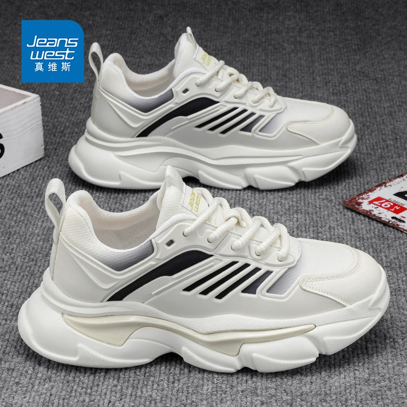真维斯男鞋2025新款夏季高级感百搭休闲运动厚底增高黑武士老爹鞋