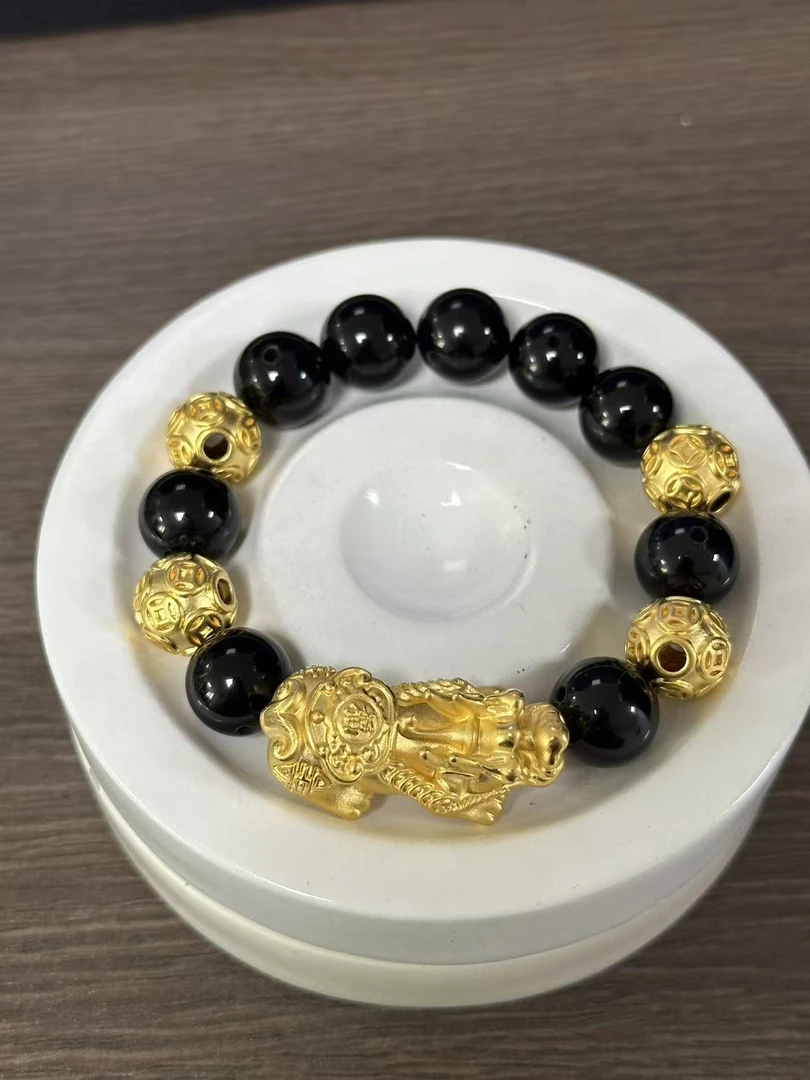 【足金999】卡12转运珠+黄金貔貅