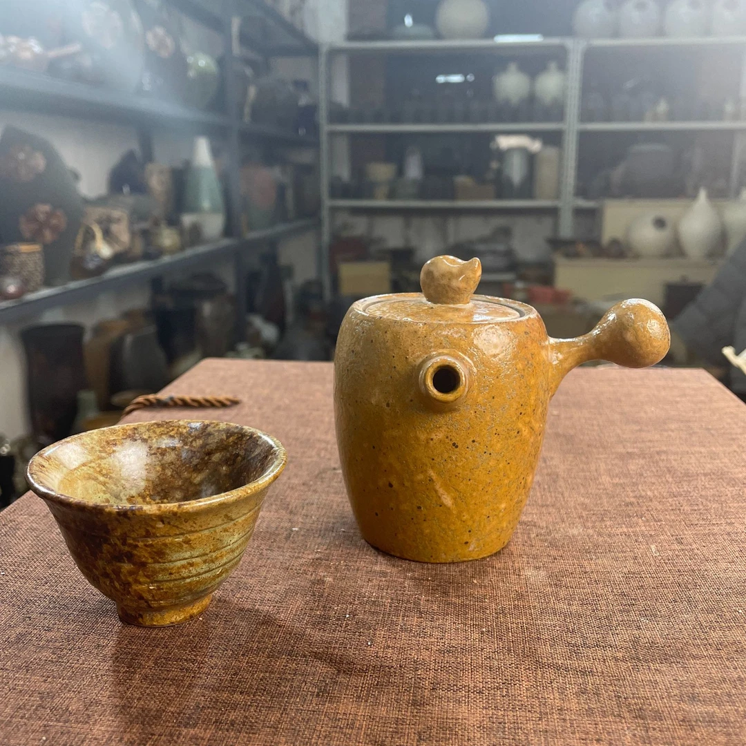 200毫升紫砂粗陶侧柄冲泡茶壶