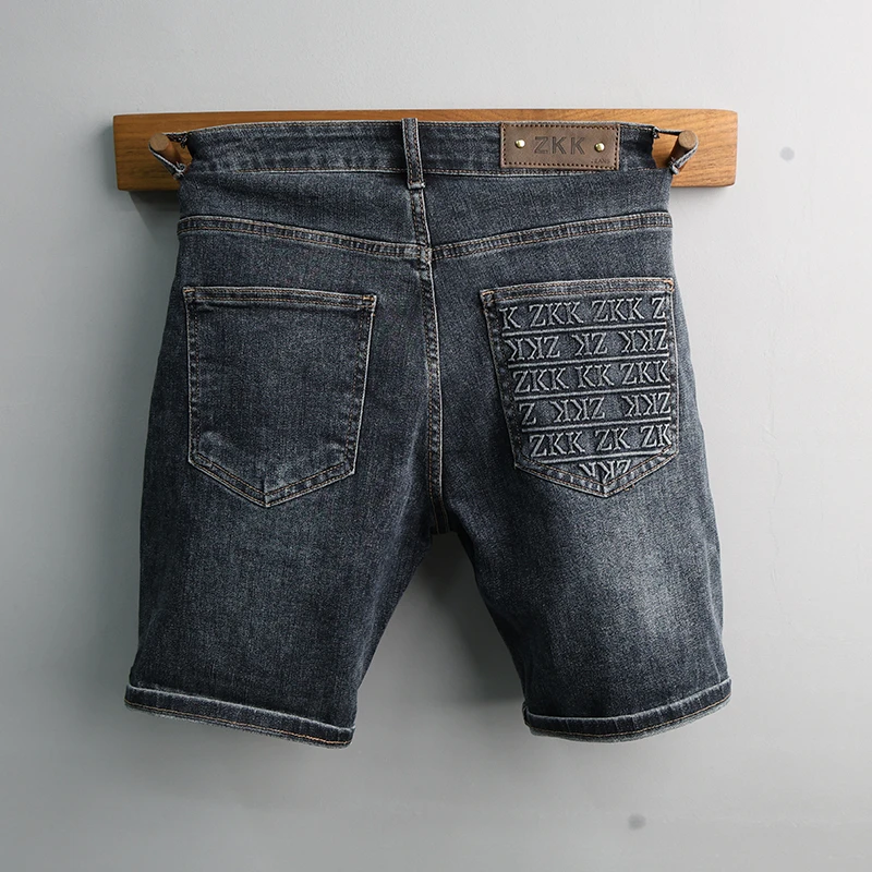 高端牛仔短裤男夏季薄款五分裤2025夏季新款男士痞帅弹性轻奢中裤